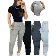 KIT Calça Jogger Ribana Feminina Tipo Calca Moletom Academia Feminino
