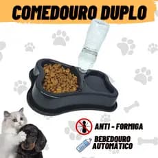 Comedouro cachorro e gato duplo com bebedouro automático