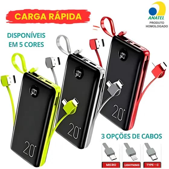 Carregador Portátil Turbo Power Bank 20000mah 100% Original