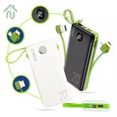 Carregador Portátil Power Bank 20.000 Mah Com 3 Cabos Saida Universal