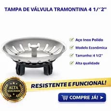 Tampa Ralo de Válvula Tramontina Econômica 4 1/2" em Aço Inox Polido