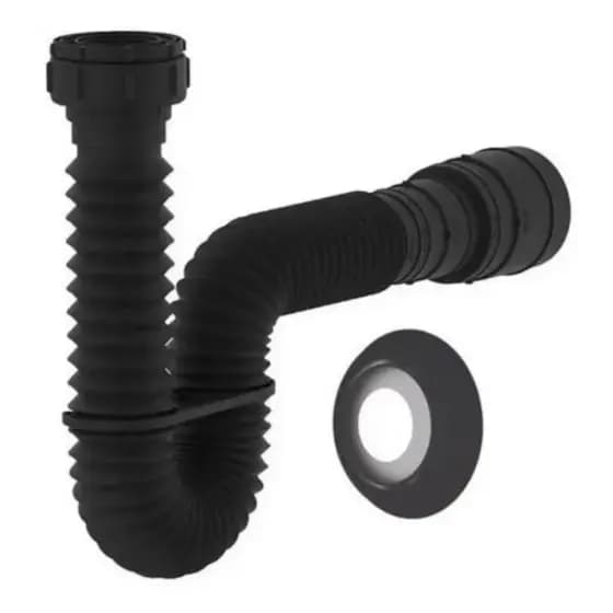 Sifão Sifonado Universal Linha Black 70cm Blukit C/ Canopla Preto
