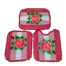 Tapete de Banheiro jogo com 3 Peças kit banheiro Conjunto Decorativo Algodão