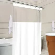 Cortina Box com Visor Transparente em PVC para Banheiro Anti Mofo Com Ganchos
