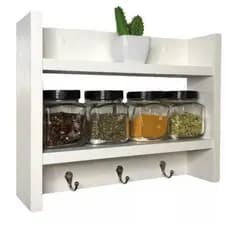 Porta Temperos Em Mdf Branco Com Suporte de Guardanapo Pano Prato