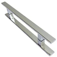 Puxador Inox Barra Chata 80 Cm Polido Brilhante Para Porta E Portão Vidro Ferro Alumínio Madeira
