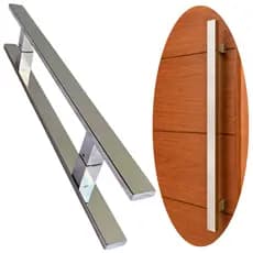 Puxador 45 Cm Aço Inoxidável Barra Retangular Para Porta Portão Pivoltante Abrir Correr