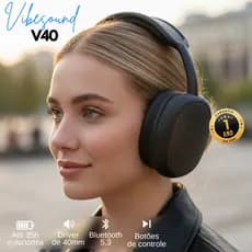 Fone De Ouvido Vivensis Vibesound V40 Pro Sem Fio Bluetooth Bateria de 35 horas de Duração