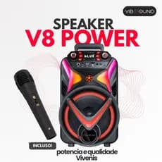 Caixa de Som Amplificada Vivensis Vibe Sound V8. Power 340w Rms - (VS002) Preto Com Microfone
