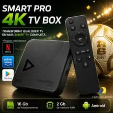 SmartPro 4K Tv Box Android Play Store Transforme Sua Tv em Smart 16 Gb Armazenamento 2 Gb Memoria Ram