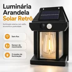 Luminária Arandela Vintage Placa Solar Lâmpada Externa Moderna Decoração Com Sensor 3 Funções