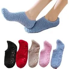 10 Meia Térmica Forrada Lã Flanela Yoga Pilates sapatilha felpuda para frio antiderrapante meia invisível