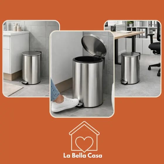 Lixeira Inox Slim 3L/ 5L/ 12L com Pedal para Cozinha, Lavabo, banheiro, escritório. Tampa fechamento suave.