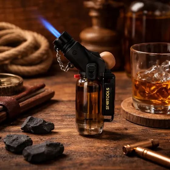 Mini Maçarico a Gás Recarregável Portátil chama até 1300 graus.Trava de segurança para camping, artesanato, culinário