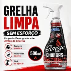 Limpador Churrasqueira Amigo Do Churras 500ml Desengordurante Grelhas Espeto Assadeira Pesada