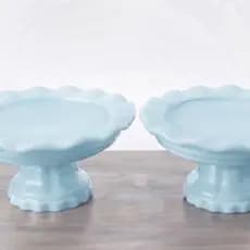 Mini Boleiras Babado Cerâmica - Suporte para Doces - Doceira - Porta bolos e doces - 17cm x 9cm - 2 unidades
