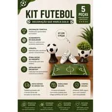 Kit Decoração Futebol Cerâmica Festa Aniversário Chuteira Campo Vaso Bola Pedestal Bola Kit Festa  .