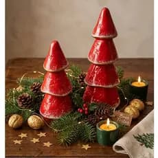 Árvores Pinheiro Decoração Natal Cerâmica Premium Enfeite Luxuoso Sala Escritório Presente 2 Unidade