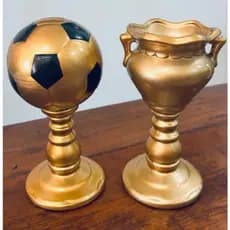 Kit Vaso Taça e Bola Troféu de Futebol Cerâmica Decoração Luxo Festa Tema Futebol Enfeite Presente .