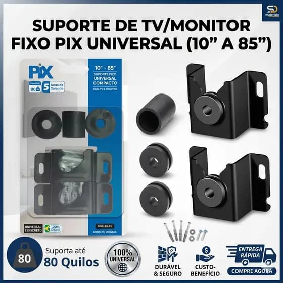 Suporte para TV Universal Fixo, Monitor e Led - 10 a 100 Polegadas