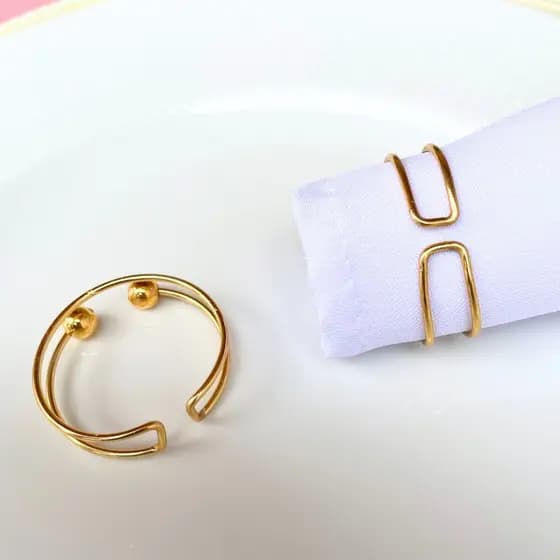 06 ou 12 Anel Porta Guardanapo Metalizado Dourado Refinado