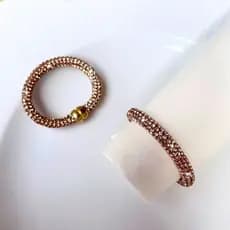 Kit 06 ou 12 Anel Porta Guardanapo Argola Cravejado Mesa Posta rose
