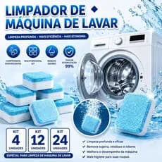 Kit 30/60 Pastilhas Limpa Máquina De Lavar Remove Odor Incrustações E Resíduos