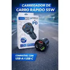 Carregador Veicular Turbo 3 entradas