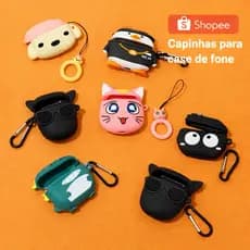 Capa de silicone para proteção de estojo de fones com gancho airpods PRO & PRO2