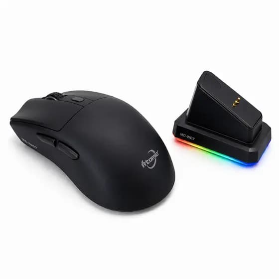 Mouse Gamer Sem Fio Atom MD-W07 RGB Recarregável USB-C com Dock Magnética