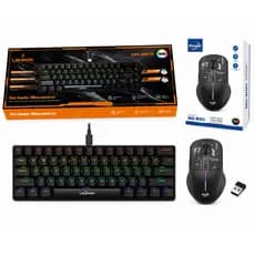 Kit Gamer RGB Teclado Mecânico 60% + Mouse Gamer Sem Fio Bluetooth/Wireless