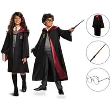 Fantasia Harry Potter Grifinória Com Óculos + Varinha Infantil