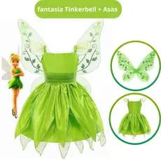 Fantasia Tinkerbell  Vestido Infantil Fada Sininho Para Festa Carnaval Halloween