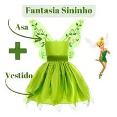 Fantasia Tinkerbell  Vestido Infantil Fada Sininho Para Festa Carnaval Halloween