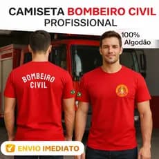 Uniforme Bombeiro Civil Vermelho | Camiseta Profissional Frente e Costas