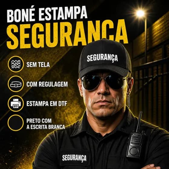 Boné Personalizado Segurança Uniforme Com Regulagem Sem Tela