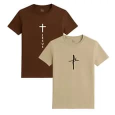 Kit 2 Camisas Jesus Fé 100% Algodão 30.1 Camiseta