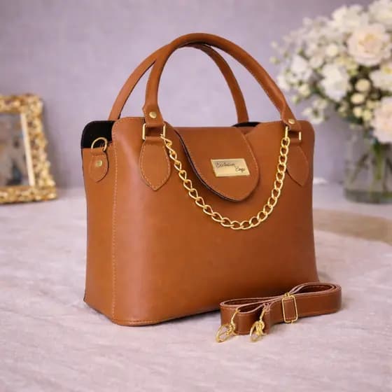 Bolsa Feminina Luxo Estruturada com Corrente Dourada + Alça Transversal Elegante