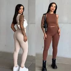 Conjunto cropped nadador e calça legging cintura alta