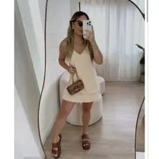 Vestidos básico alcinha casual babado moda verão