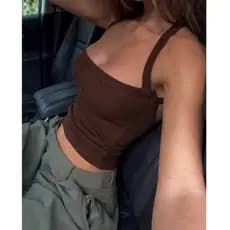 Blusinha feminina gringa decote reto costas aberta