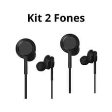 Kit 2 Fone de Ouvido Com Borrachinha Intra Auricular Grave Hd P2 3.5mm