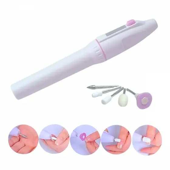 Lixa de Unha Elétrica Profissional Sem Fio Kit Manicure 5 Brocas Portátil