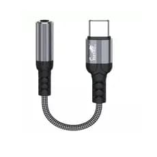 Adaptador USB tipo C para Fone de Ouvido Fêmea P2 de 3,5 mm Cabo Nylon