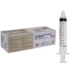 Seringa Descartavel Descarpack de 10ml Bico Luer Lock sem agulha caixa com 100 unidades