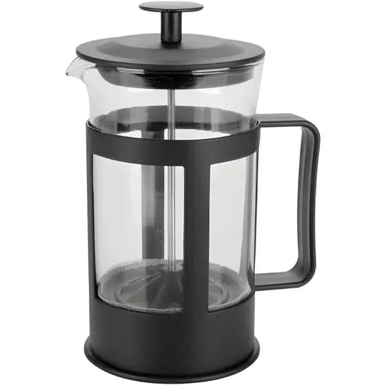Cafeteira Prensa Francesa Preto Inox E Vidro, Cremeira E Cha Com Haste E Alça, Resistente, Suporta Altas E Baixas Temper