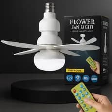 Ventilador de Teto com Lâmpada LED 60W Bivolt E27 Silencioso com Controle Remoto – 3 Velocidades e Modos de Luz – Branco