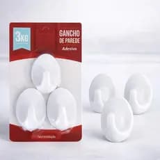 Gancho Autoadesivo Branco Ultra Forte Kit Com 3 Unidades Suporte Multiuso Para Cozinha Banheiro Escritório Sem Furar Par