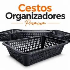 Cestos Organizadores Premium Preto Multiuso Plástico Resistente Gaveta Armário Cozinha Escritório
