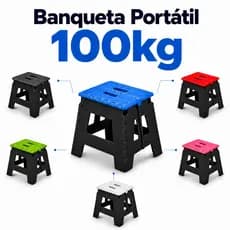 Banquinho Dobrável 100kg Compacto Portátil Plástico Reforçado Camping Pesca Multifuncional Resistente